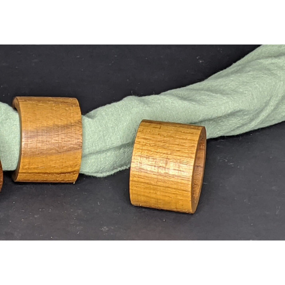 Teakwood Napkin Rings Set of 6 Denmark Brostrom Minimalist Vintage - Picture 4 of 4